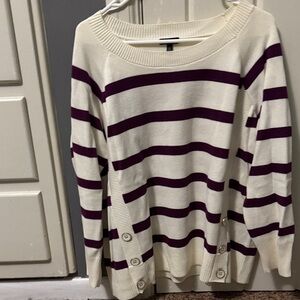 Talbots Cream and Purple Striped Sweater